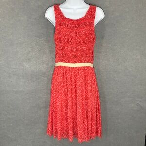 Anthropologie Dress Polka‎ Dot Sleeveless Smocked Mesh Casual Party Dress Small